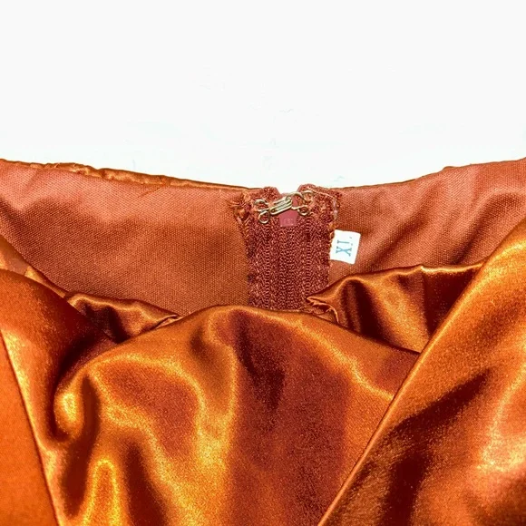 Burnt Orange/Copper Satin Corset Halter Top - Picture 7 of 11